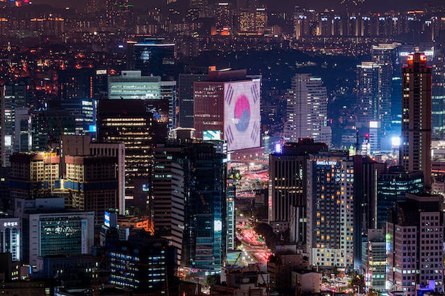 South Korea cityscape at night